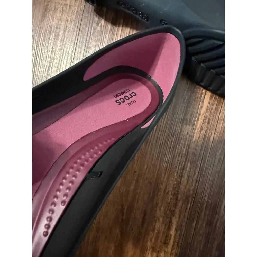 Crocs Lina Wedge Black Pointed Toe Pump‎ Shoes 203408-001 Womens Size 11 NEW